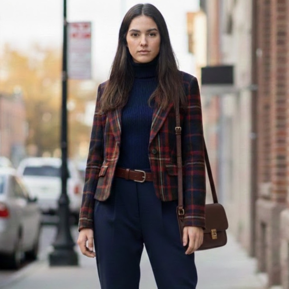Jessica Women's Tartan Blazer - Red and Blue